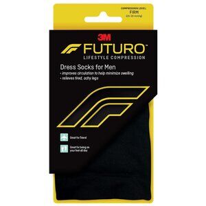 FUTURO Dress Socks for Men, Medium, Black, Firm (20-30 mm/Hg)